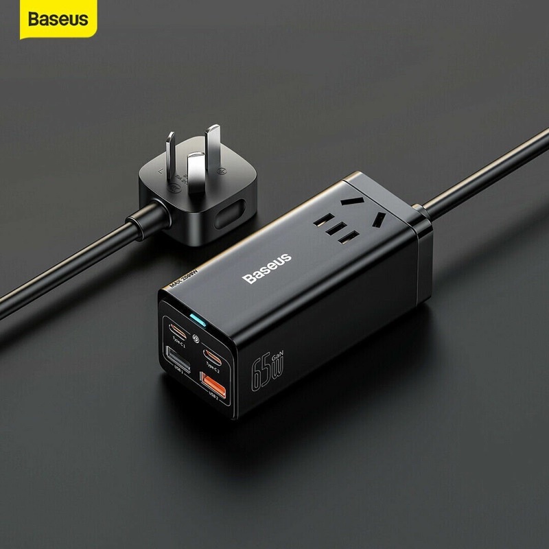 Bộ Sạc Baseus 65W GAN3 Pro Desktop Powerstrip 5in1 AC 100V-240V