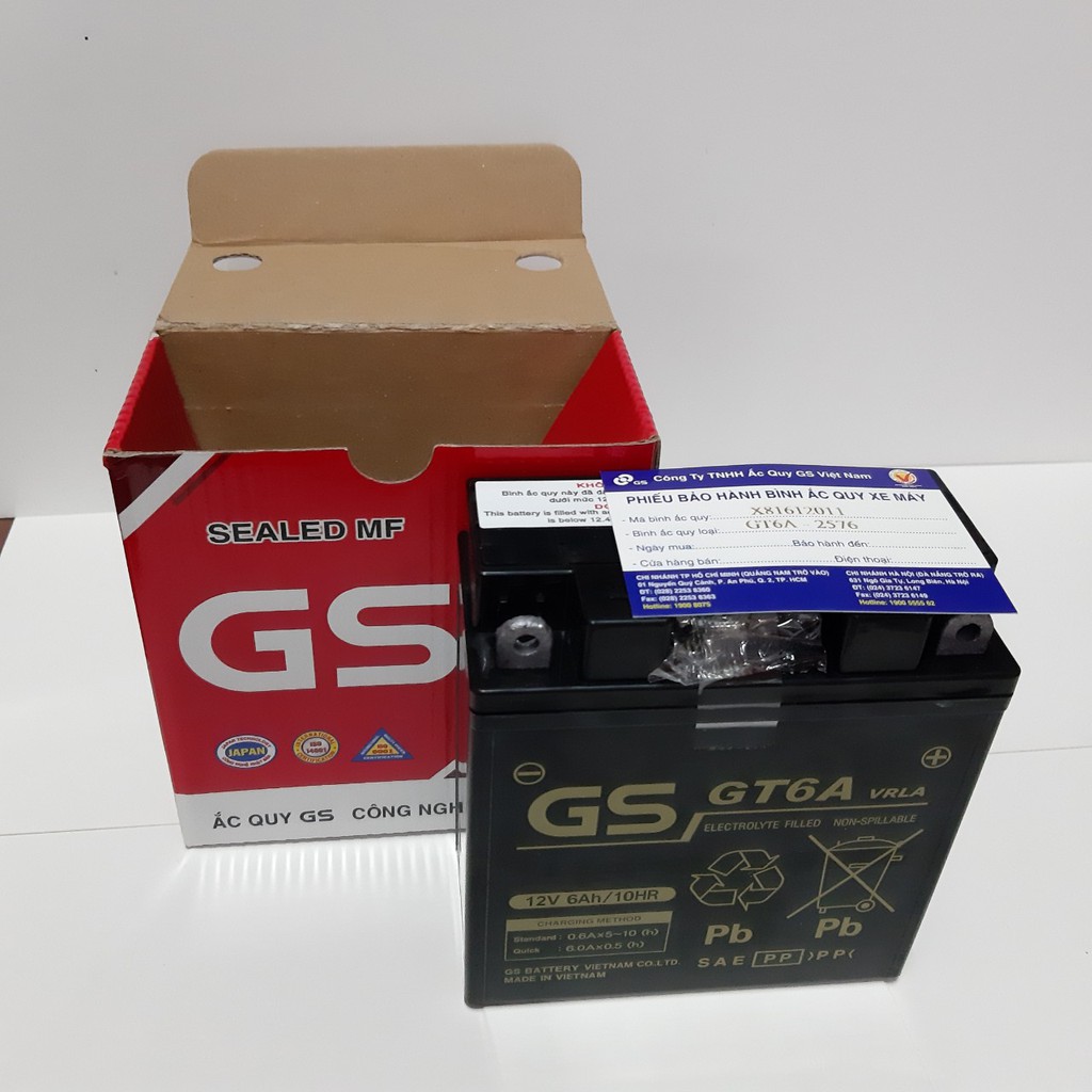 Bình Ắc Quy Khô GS GT6A  - KT : 121 x 62 x 131 .