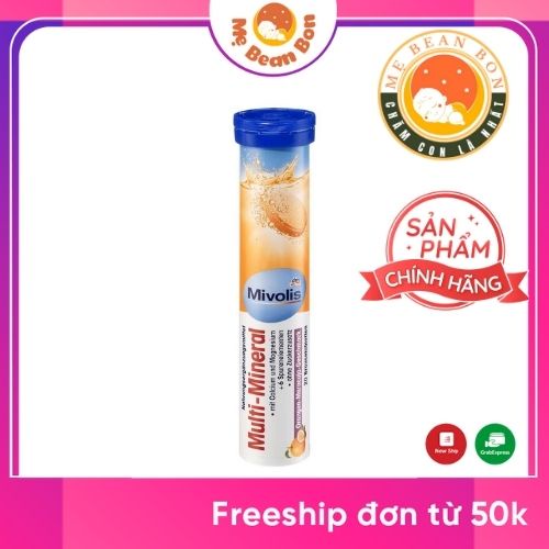 Viên sủi Mivolis Multi-Mineral, 20 viên, bổ sung khoáng chất tổng hợp  của Đức thuần chay hương cam chanh thơm ngon