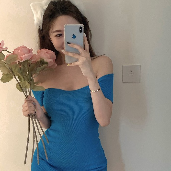 [Đầm body cổ vuông cúp ngực] Đầm len dệt kim ôm body gợi cảm hàng quảng châu | BigBuy360 - bigbuy360.vn