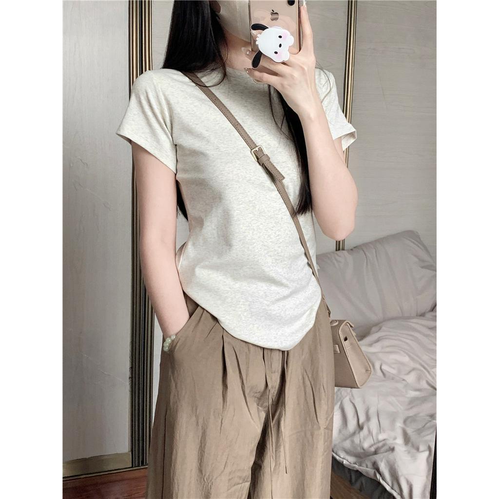 62051 Áo Thun Tay Ngắn Quần Dài Ống Đứng Rách Lỗ Dành Cho Nữ