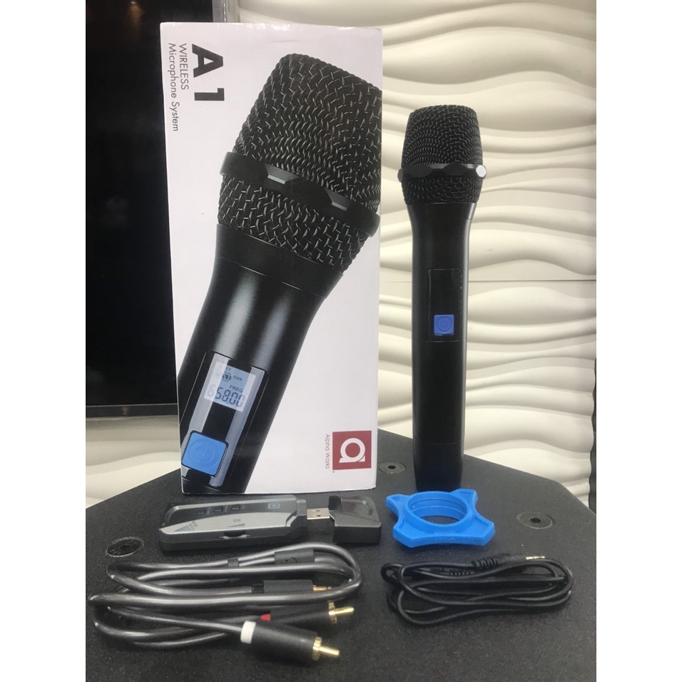 Mic không dây Alpha Work A1, kết nối bluetooth cho các dòng loa di động có cổng AUX như JBL Harman, Marshall hát karaoke