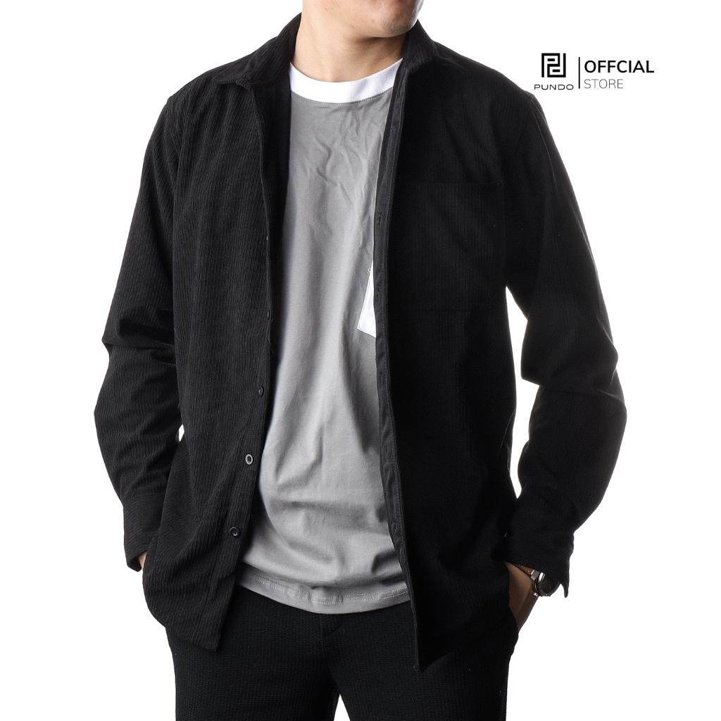 Áo sơ mi nam dài tay cổ bẻ có túi chất nhung tăm mềm mịn PUNDO ASMPD44