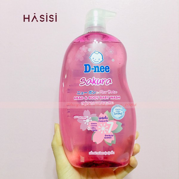 Tắm Gội D-NEE - Head &amp; Body Baby Wash 800ml #Sakura  (Hồng)