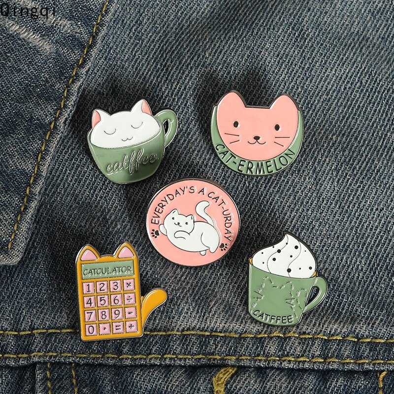 Ghim cài áo MISS ZOE hình mèo/cốc cà phê dễ thương