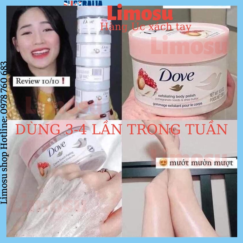 TẨY DA CHẾT DOVE Exfoliating Body chăm sóc da giúp da sáng mịn bản Mỹ 298gr
