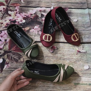 [Combo 2 đôi giày] {Hình thật-FREE SHIP} Giày búp bê đế bằng dễ thương (Hình thật) ❤️❤️ (DN 75 Đỏ + DN 72 Rêu)