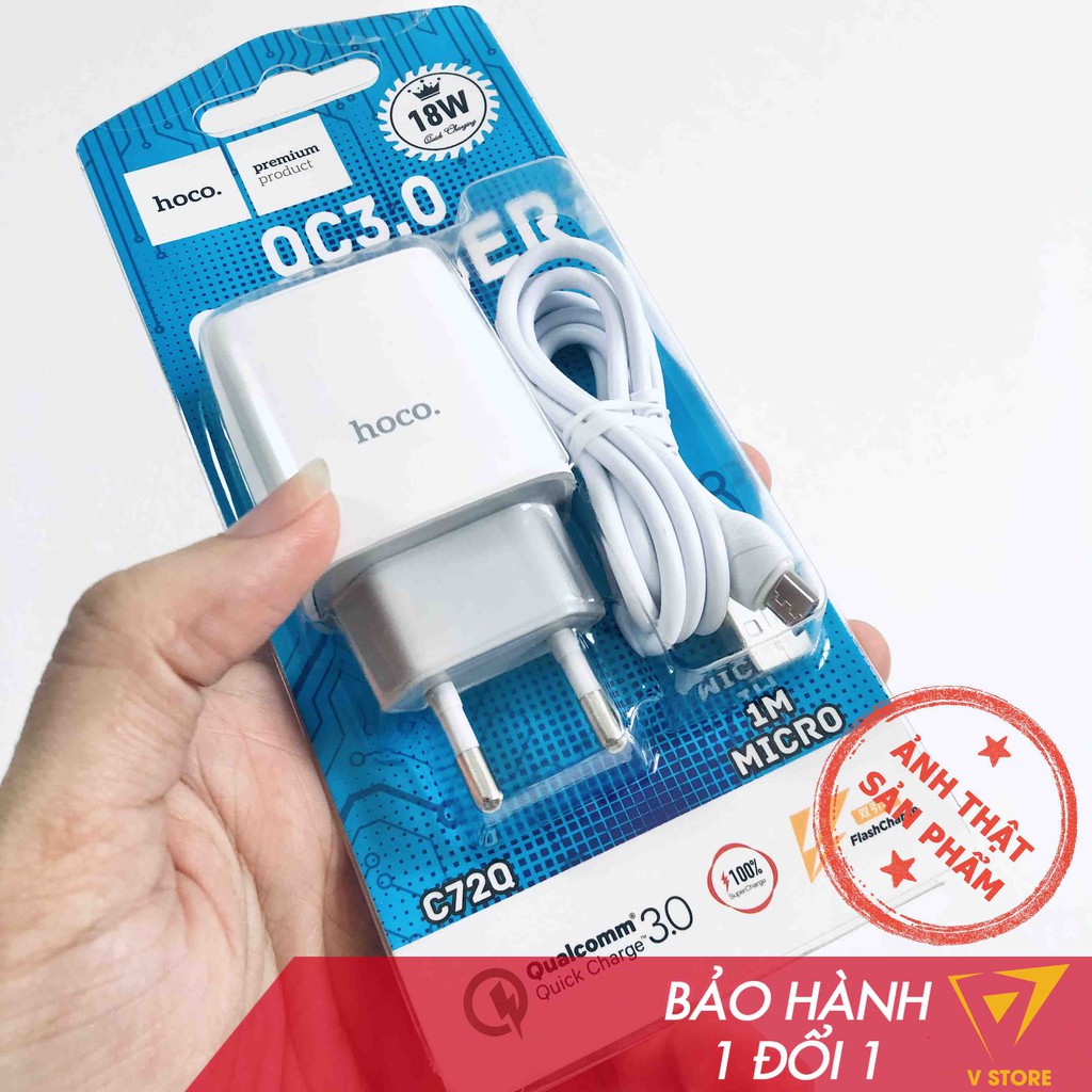 Bộ sạc nhanh iphone android 2 cổng usb kèm dây lightning micro usb type c hoco c73 c72q 18w qc3.0 1m hoco đà nẵng