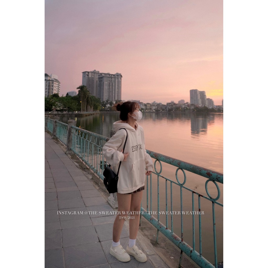 (Ảnh thật) Áo nỉ bông trơn cổ tròn/hoodie chữ E the.sweaterweather TSW | BigBuy360 - bigbuy360.vn