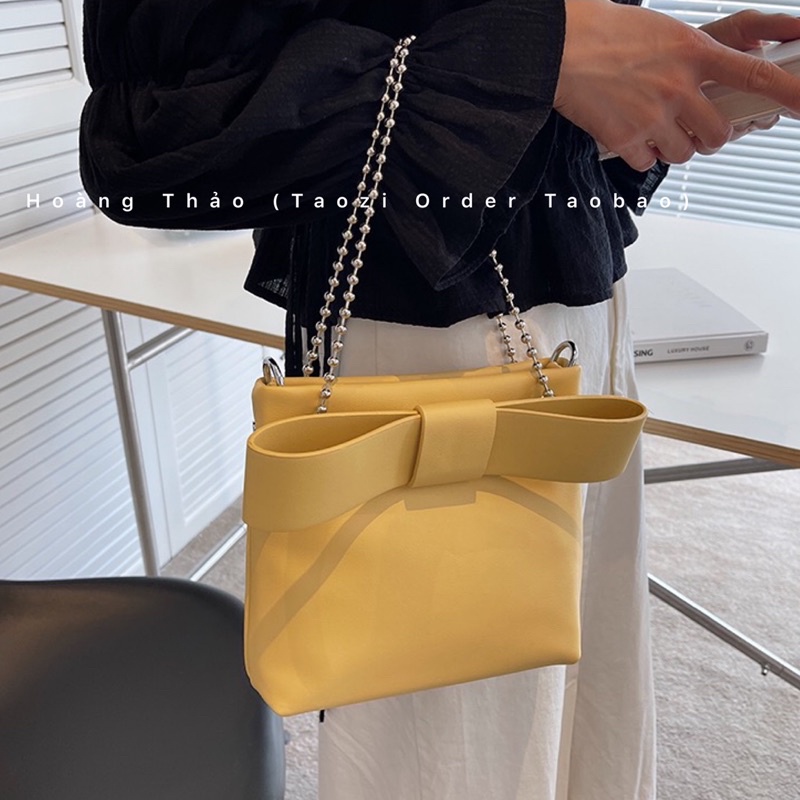 Túi đeo chéo nơ quai xách xích đeo vai kẹp nách to xinh xắn mới 2022