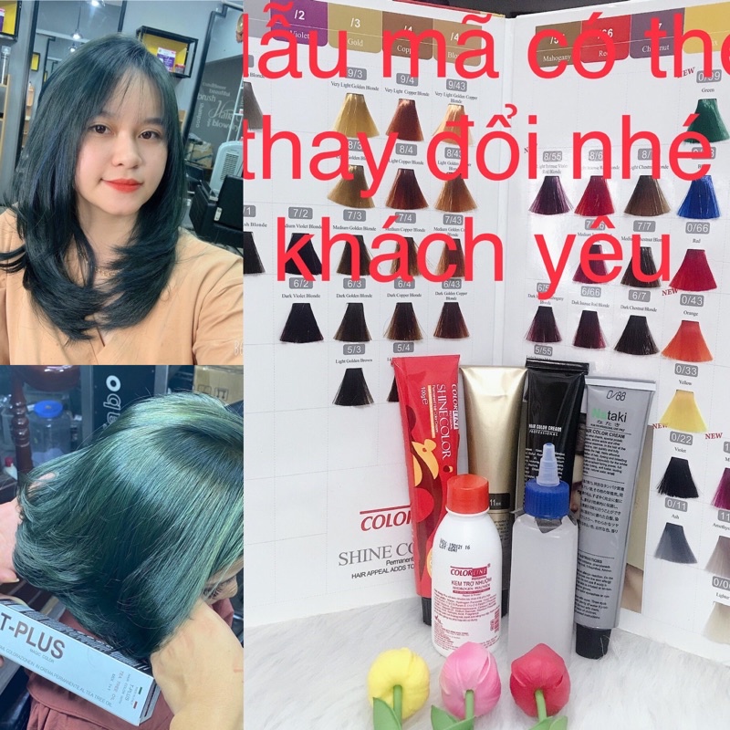 Thuốc Nhuộm Tóc Tplus Màu Xanh Rêu Đá 44/222 Dark Green Hair Coloring