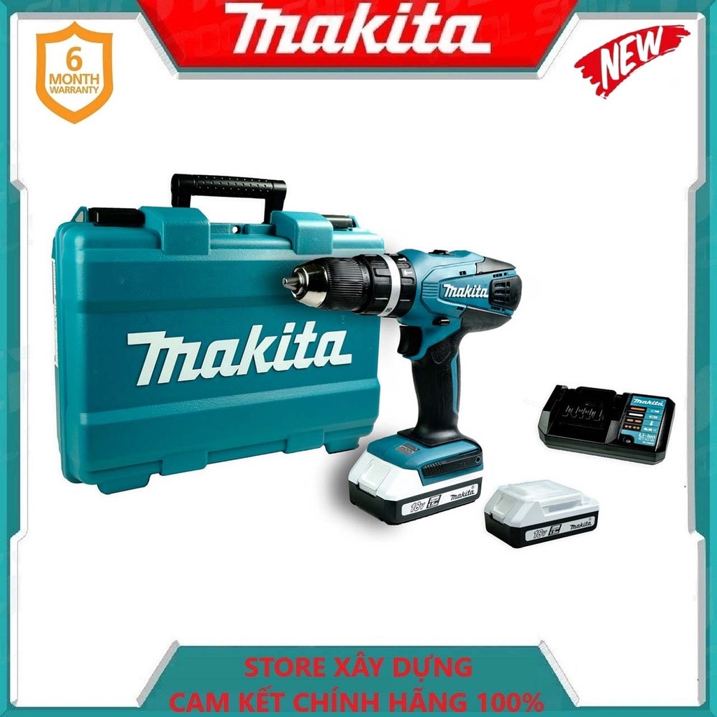 MÁY KHOAN BÚA VẶN VÍT DÙNG PIN 18V MAKITA HP457DWE- HÀNG CHÍNH HÃNG