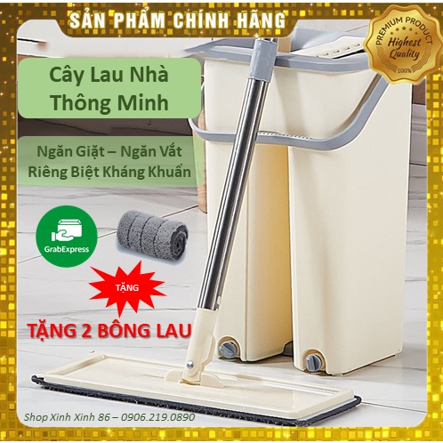 [TẶNG 2 BÔNG LAU] Cây Lau Nhà Thông Minh Tự Vắt Đầu Xoay 360 Độ Ngăn Giặt - Vắt Riêng Biệt Siêu Sạch