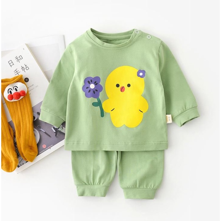 Bộ quần áo cotton dài tay hình thú cho bé K033