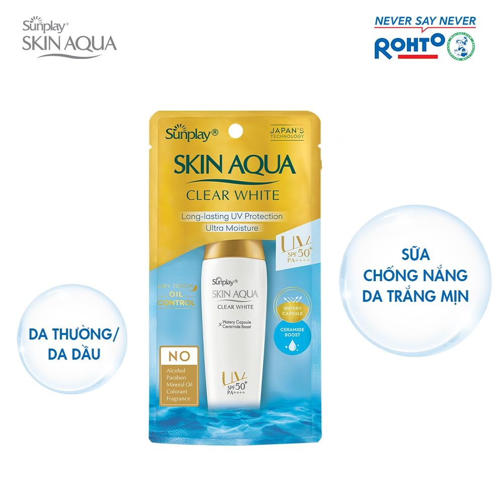 (Mẫu mới 2024) Sữa chống nắng hằng ngày dưỡng trắng Sunplay Skin Aqua Clear White SPF 50+ PA++++25g