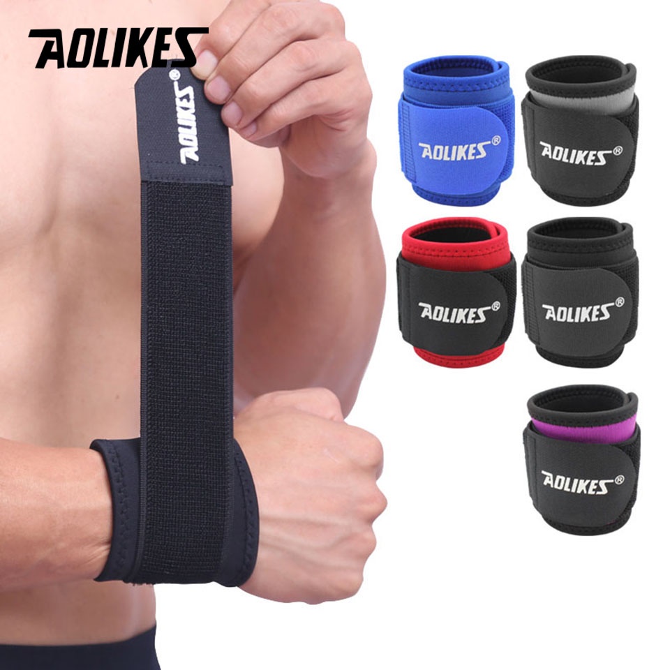 AOLIKES Đai quấn bảo vệ cổ tay điều chỉnh được hỗ trợ chơi thể thao tập thể dục chuyên nghiệp dành cho nam và nữ