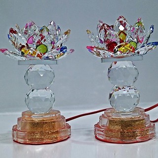 Đèn thờ pha lê cánh sen cao cấp - 2 tầng