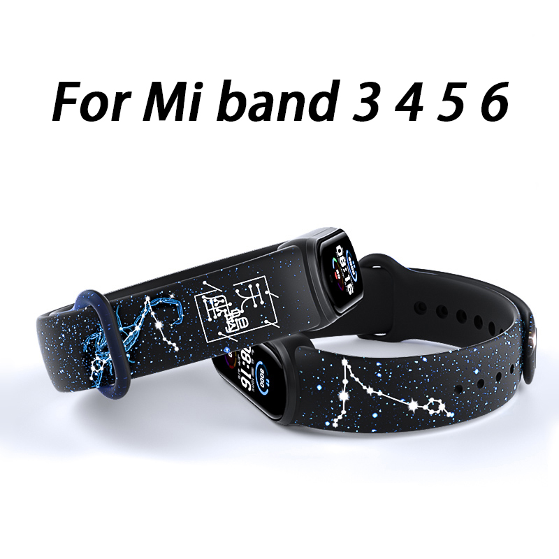 Dây Đeo Silicon In Họa Tiết 12 Cung Hoàng Đạo Cho Đồng Hồ Thông Minh Xiaomi Mi Band 6 5 4 3