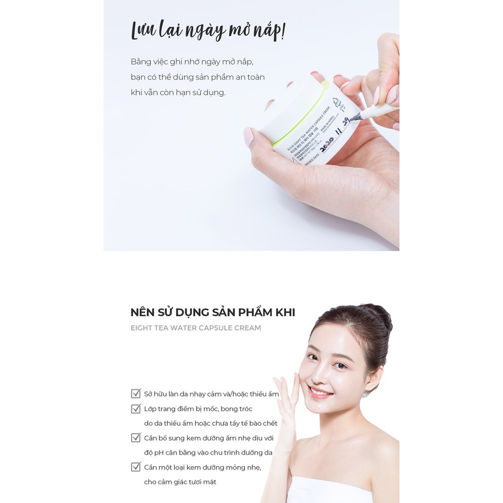 Kem Dưỡng B.O.M Eight Tea Water Capsule Cream 50g