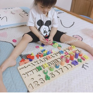XẢ HÀNG Bảng gỗ học chữ cái tiếng việt và vòng tập đếm logic