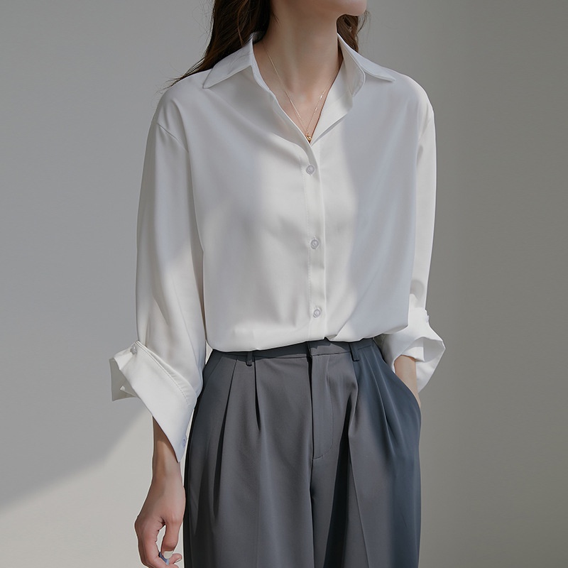 Áo sơ mi nữ form rộng oversize tay dài vải voan nhiều màu phù hợp <=80kg CRA055