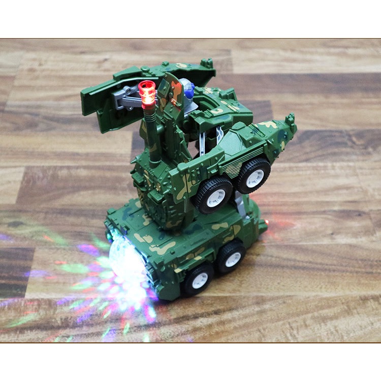 Đồ Chơi Trẻ Em Xe Tăng Biến Hình Robot Tự Động Có Đèn Và Nhạc Có Sẵn Pin+Tô Vít Đóng Hộp