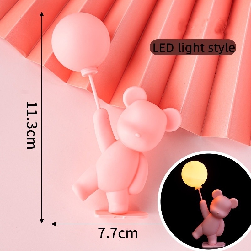 Phụ Kiện Trang Trí Bánh Kem Hình Gấu Tích Hợp Bóng Đèn LED Dễ Thương