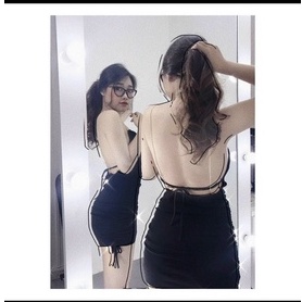 đầm body dây xích rút dây 2 bên xinh có may kèm mút