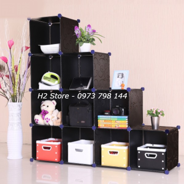 TỦ TRANG TRÍ LẮP GHÉP THÔNG MINH ĐỂ ĐỒ NHỎ GỌN 10 Ô CỬA VÁCH NHIỀU MÀU ĐA NĂNG GIÁ RẺ sâu 37cm