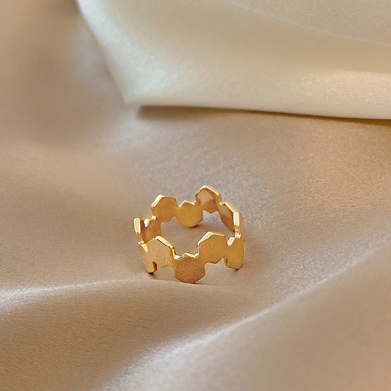 Nhẫn Đeo Tay Kim Loại Mặt Lục Giác Thời Trang Hàn Quốc