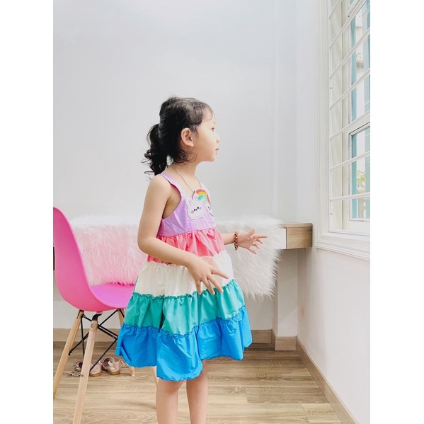 VAY32 - Váy xòe cầu vồng, chất thô mềm cho bé từ 14-28kg, Richkid123