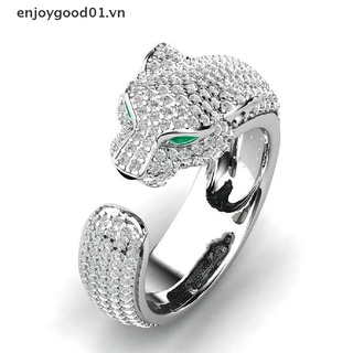 {enjoygood} Fashion Full Crystal Inlaid Leopard Ring Opening Unisex Ring Party Jewelry Gift .
