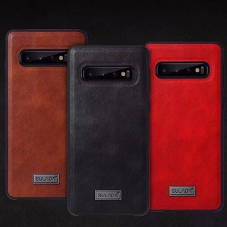 Ốp lưng da Cho Samsung S10 Plus/ S10+ Hiệu Sulada viền dẻo chống sốc