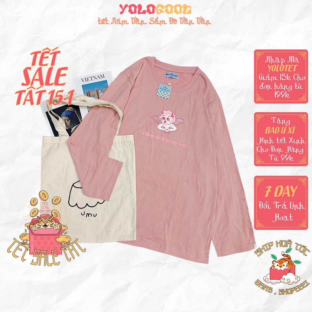 Áo thun dài tay ️ ANGEL️ phông Unisex nam nữ tee oversize form rộng pull Ulzzang Streetwear Hàn Quốc vải mềm