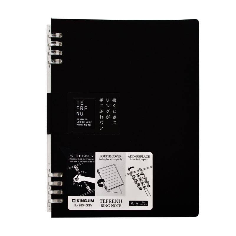Sổ ghi chép King Jim Tefrenu A5, A4, B5 - 1 chiếc - Bìa nhẫn ghi chép có thể thay thế giấy