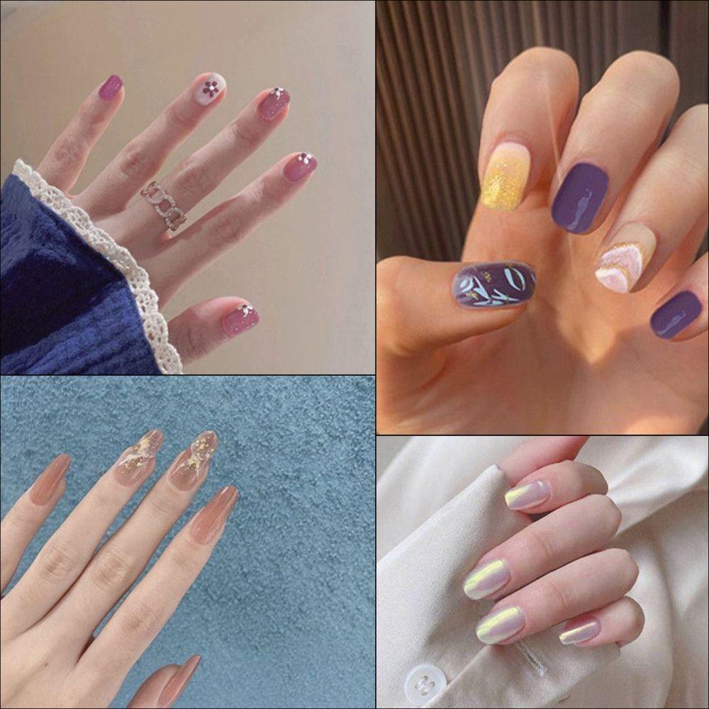 Bộ 24 Móng Tay Giả Họa Tiết Hoa / Trái Tim Xinh Xắn
