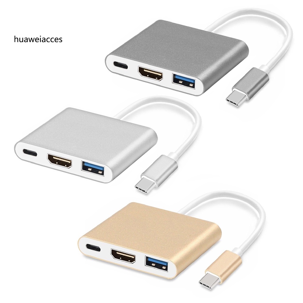 Bộ Chuyển Đổi Hua 3 Trong 1 Usb 3.1 Type C Sang 4k Hdmi-Compatible Usb 3.0 Hub | BigBuy360 - bigbuy360.vn