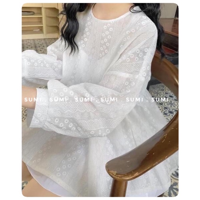 Áo  babydoll hoa nhí vintage xinh xắn, Áo baby doll dáng rộng Ulzzang girl , Áo sơ mi trắng hoanhi