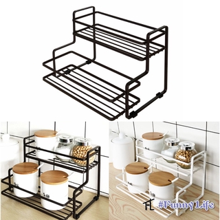 Kệ đựng gia vị hai tầng nghệ thuật bằng sắt kèm thanh chắn bảo vệ cho nhà bếp/phòng khách/chỗ rửa mặt