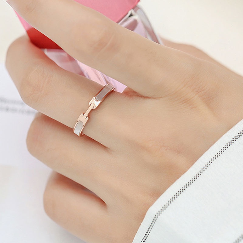 Nhẫn Hermes Premium Ring Inlaid With Mother-Of-Pearl 8009 - Khắc tên theo yêu cầu