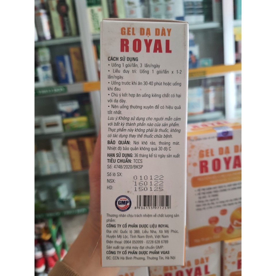 Gel dạ dày Royal - Hỗ trợ giảm viêm loét , trào ngược dạ dày, nóng rát, Ợ hơi, ợ chua