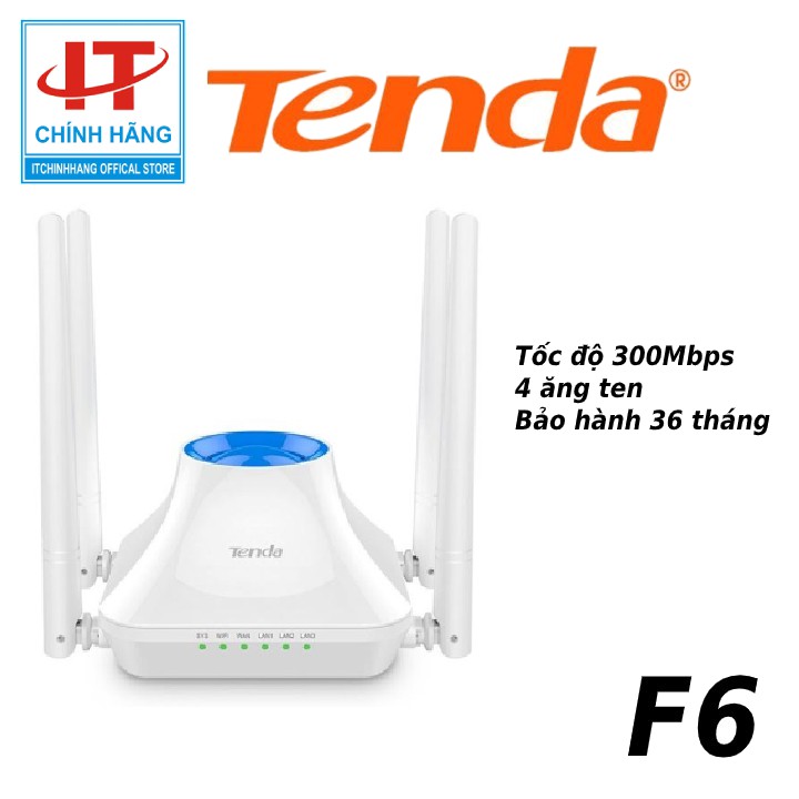 Bộ phát sóng Wifi Tenda 4 anten 300Mps F6 - Hàng Chính Hãng