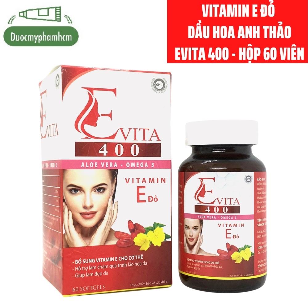 Vitamin E Đỏ 400iu Cao Cấp Trắng Da Ngừa Thâm Nám- TInh Dầu Hoa Anh Thảo- Nguyên Liệu Nhập Khẩu- Lọ 60 viên nang lớn