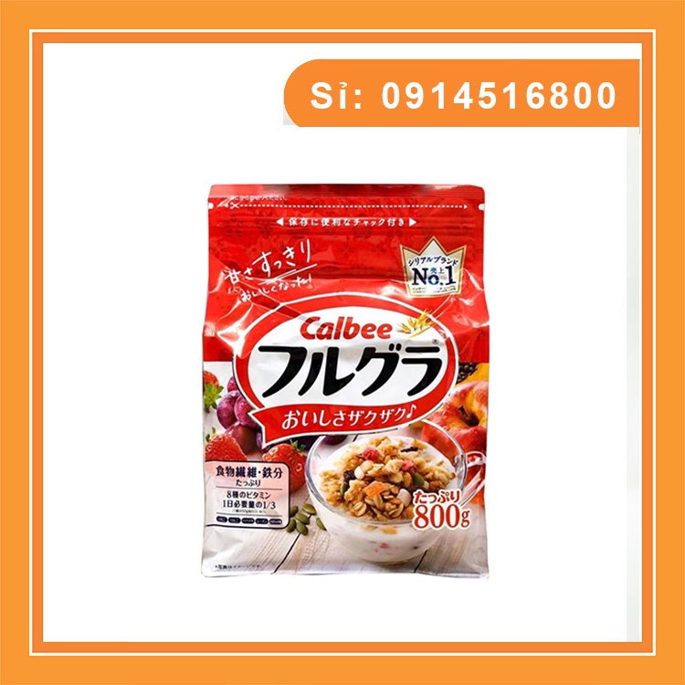 Ngũ Cốc Calbee Nhật Bản 800g, Ngũ Cốc Trái Cây Sấy Khô Date 4/2022