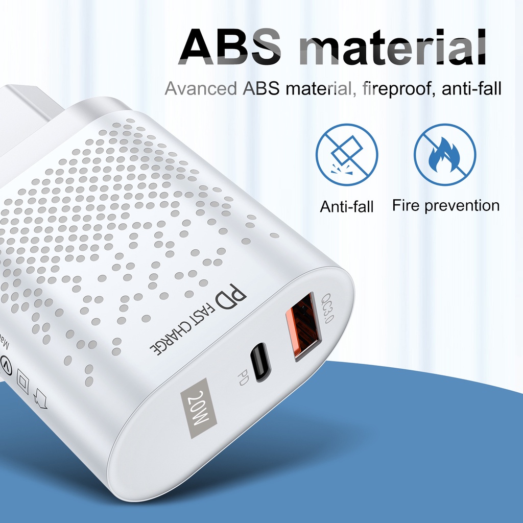 Cốc Sạc Nhanh USB 3.0 -Sạc nhanh giao thức kép QC3.0 + PD20W 2 thiết bị cùng lúc Cho Xiaomi, Huawei, Samsung