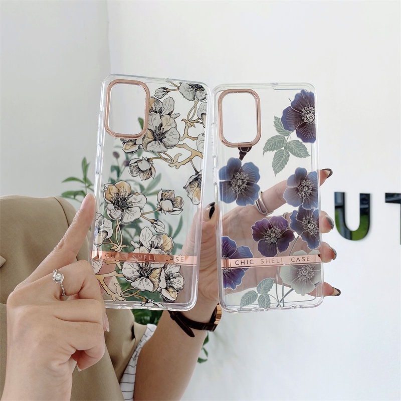 Ốp Điện Thoại Mềm Mạ Điện Họa Tiết Hoa Thời Trang Cho Samsung S20 S21 S22 Plus S21 FE S22 Ultra