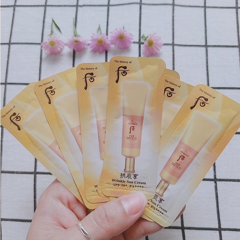 Kem Chống Nắng Cải Thiện Nếp Nhăn Whoo Wrinkle Sun Cream SPF50+/PA++++ Dưỡng Trắng Cao Cấp Không Trôi 1ml