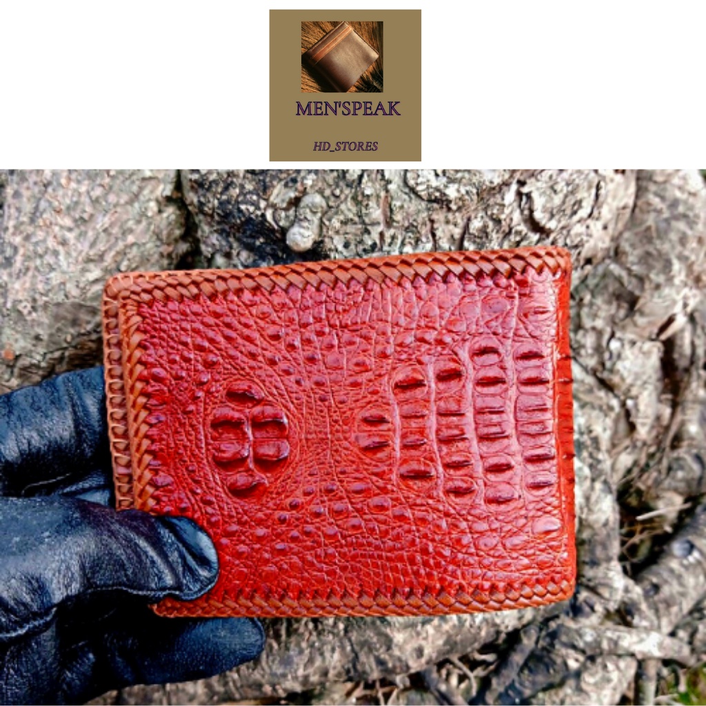 Ví nam nhỏ, ví nam chính hãng, bóp da cá sấu, ví nam cá sấu đan viền nguyên con.