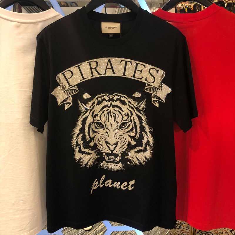 Áo Thun Nam Dáng Rộng In Hình Đầu Hổ Thời Trang Sang Trọng