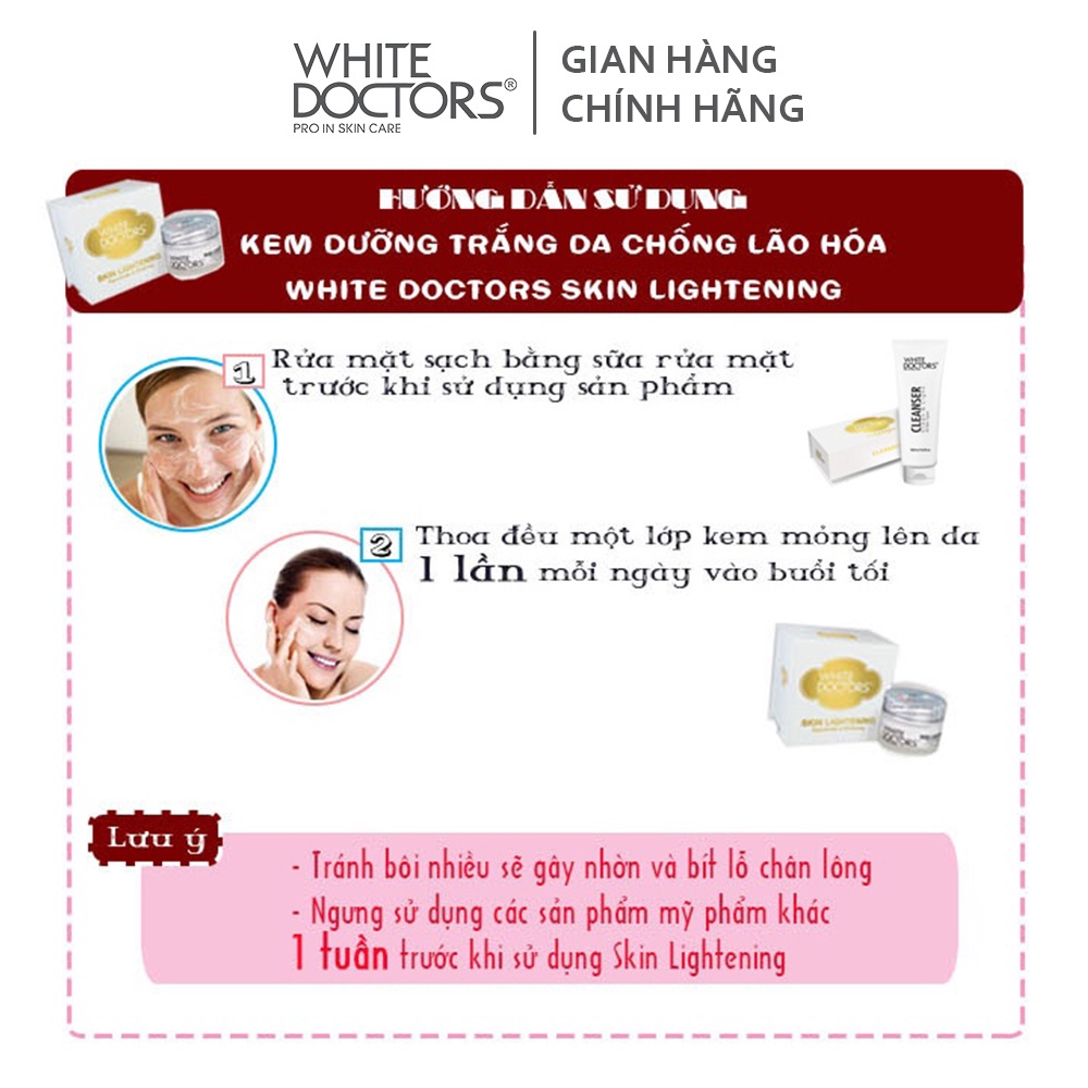 Kem làm trắng da mờ nếp nhăn White Doctors Skin Lightening 40g